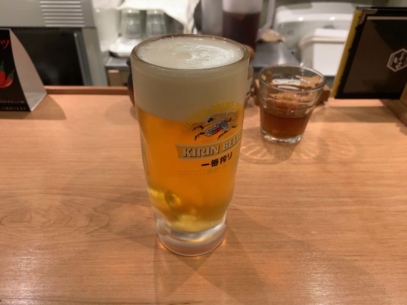 中野「タレカツ」ビール