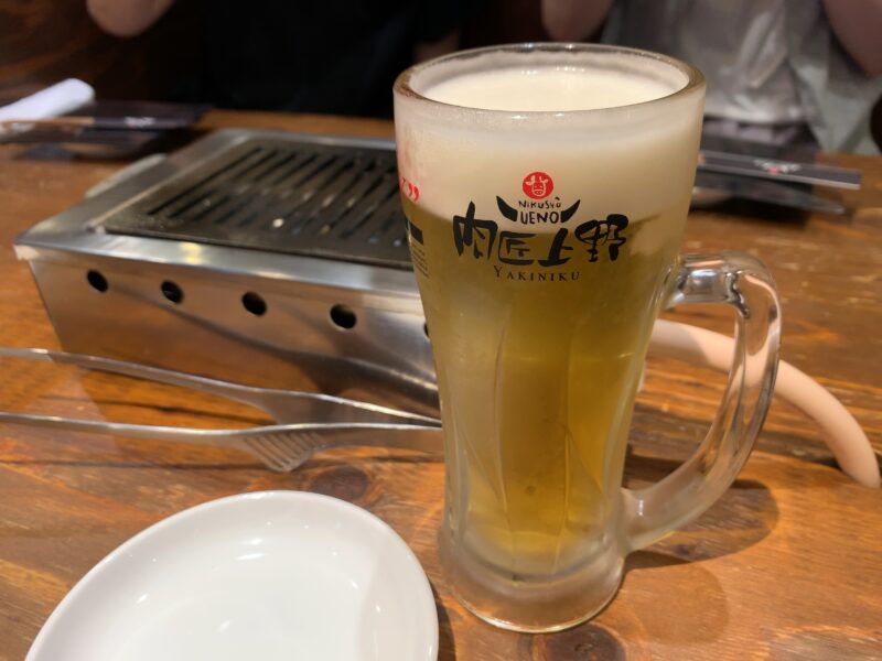 中野「肉匠上野」生ビール