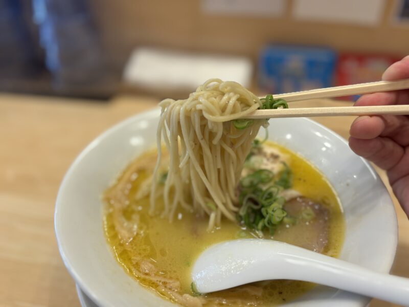 国分寺「鶏そばムタヒロ2号店」麺は中太・少し柔めでスープと相方抜群