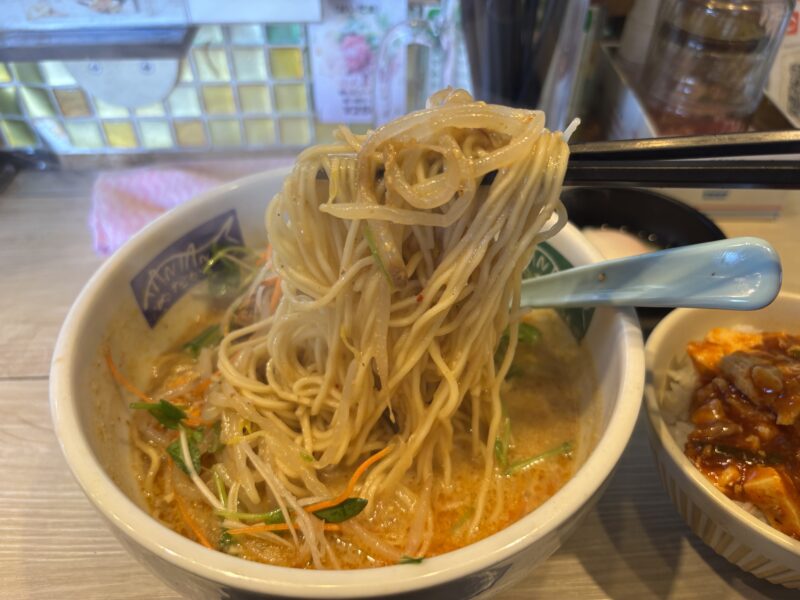 東中神「めだかTANTAN」麺は細麺でシャキシャキ野菜との相性抜群