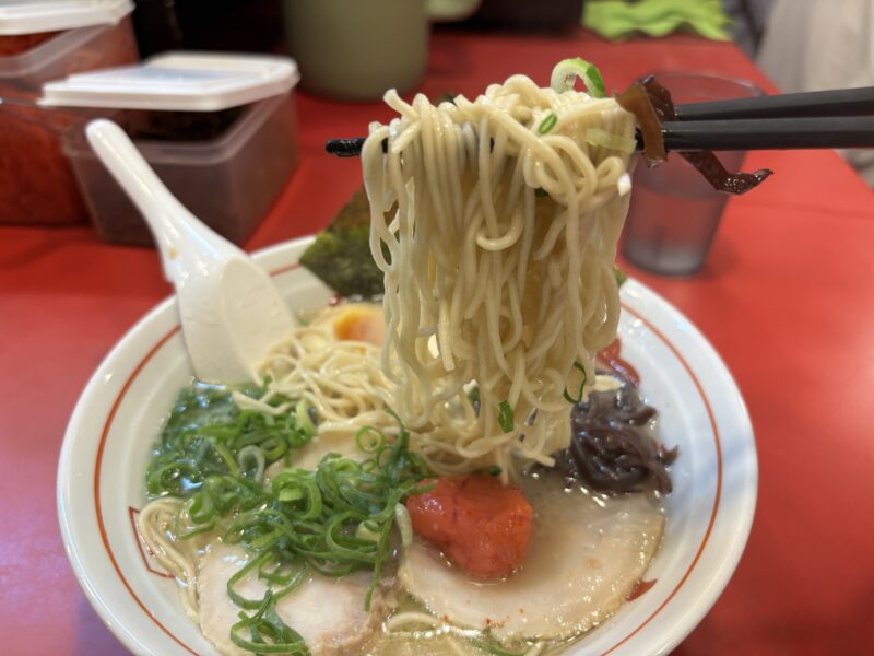 銀座「長浜屋台やまちゃん」歯切れの良さとしっかりとしたコシとハリを感じる細麺